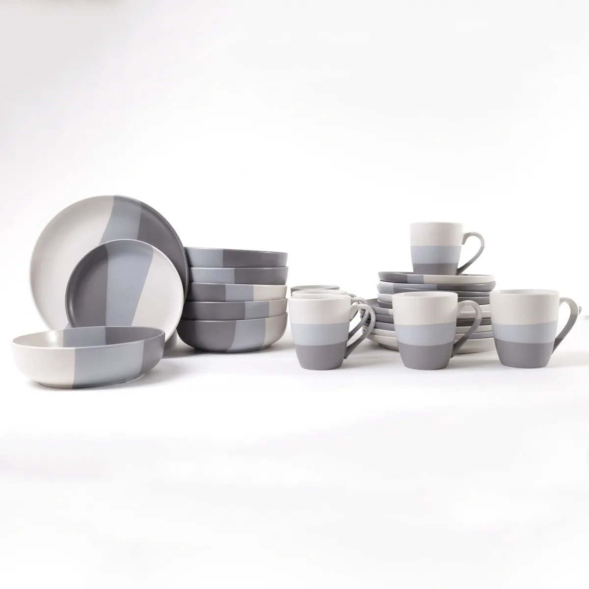 SET VAJILLA RIPLEY HOME FRANJAS 24 PZS GRIS - 2