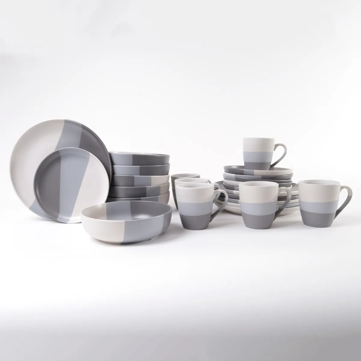 SET VAJILLA RIPLEY HOME FRANJAS 24 PZS GRIS - 3