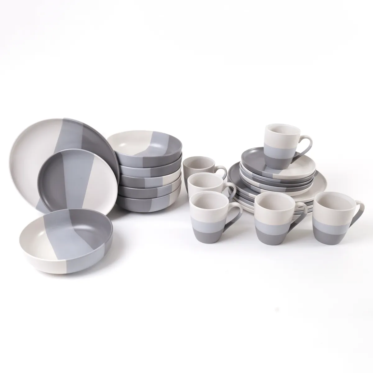 SET VAJILLA RIPLEY HOME FRANJAS 24 PZS GRIS - 4