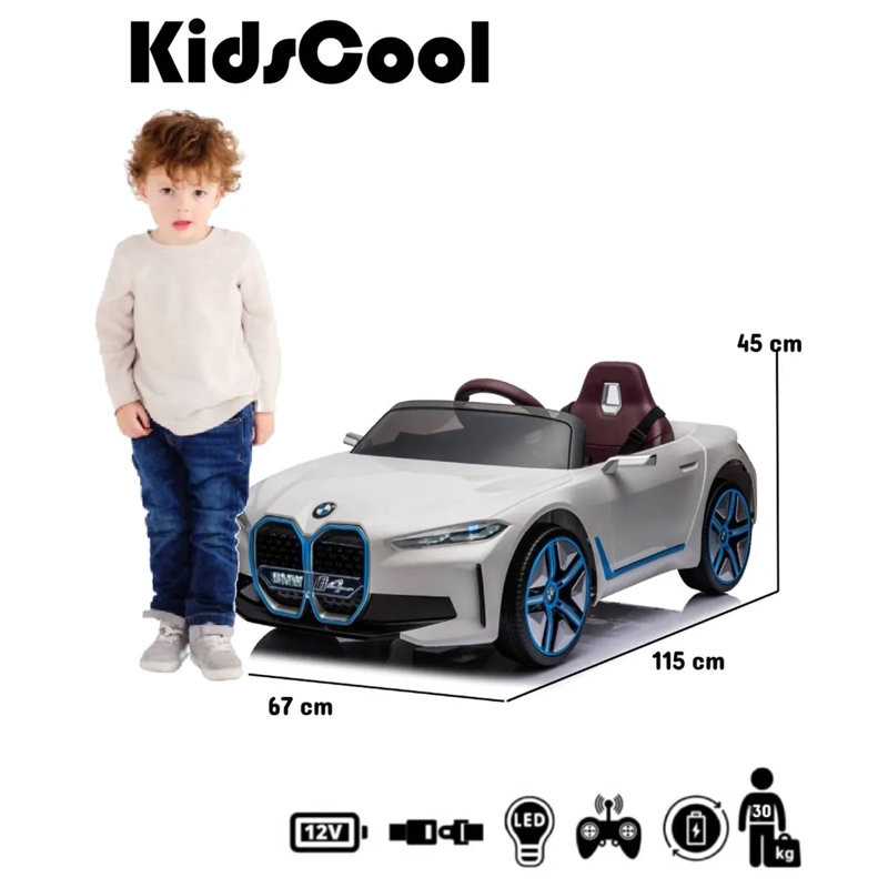 AUTO A BATERÍA KIDSCOOL BMW I4 BLANCO 12V - 7