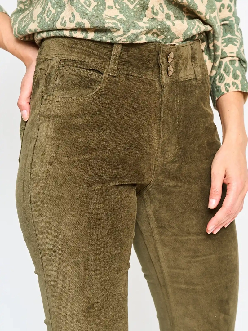 PANTALÓN ALGODÓN FLARE MUJER TATIENNE TERCIOPELO  - 4