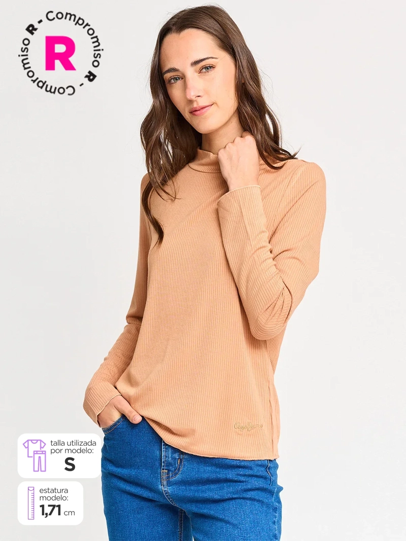 POLERA MANGA LARGA MUJER PEPE JEANS CUELLO MOCK - 1