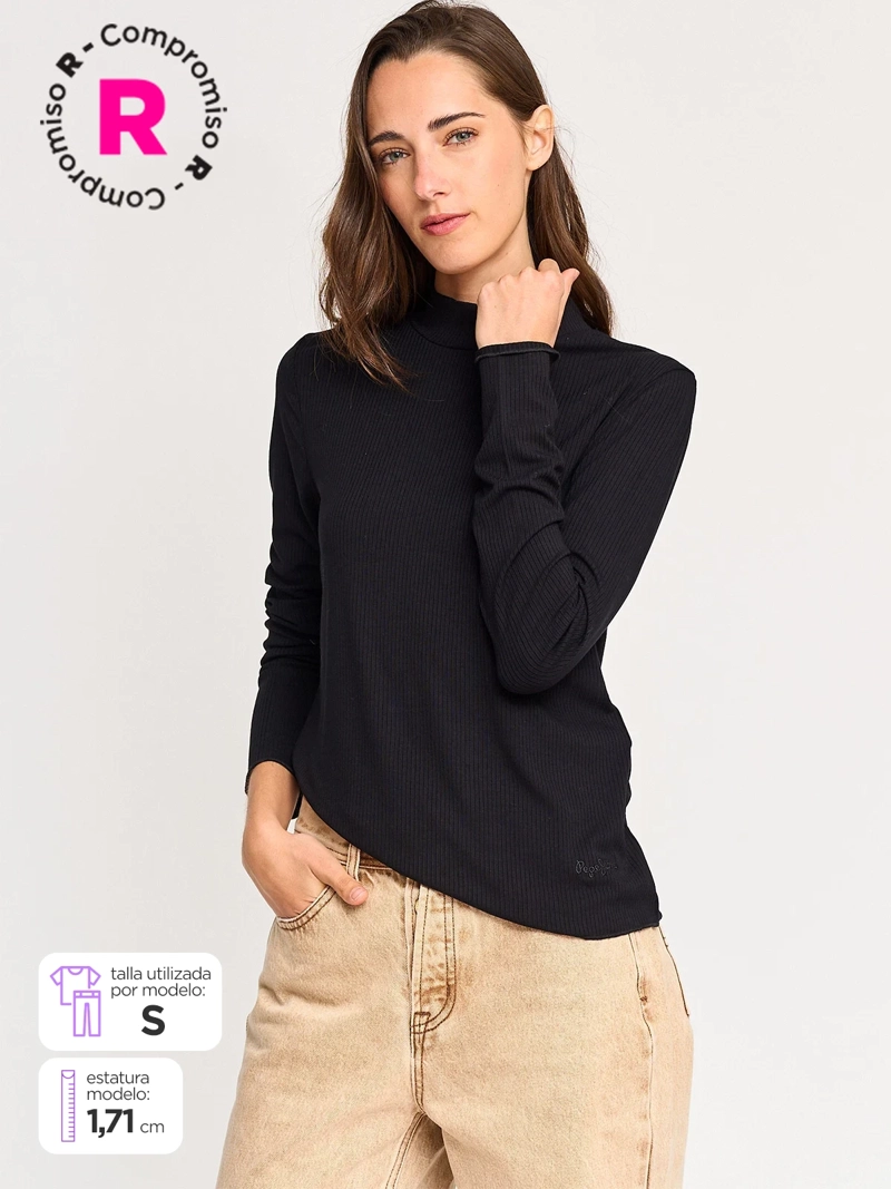 POLERA MANGA LARGA MUJER PEPE JEANS CUELLO MOCK - 1