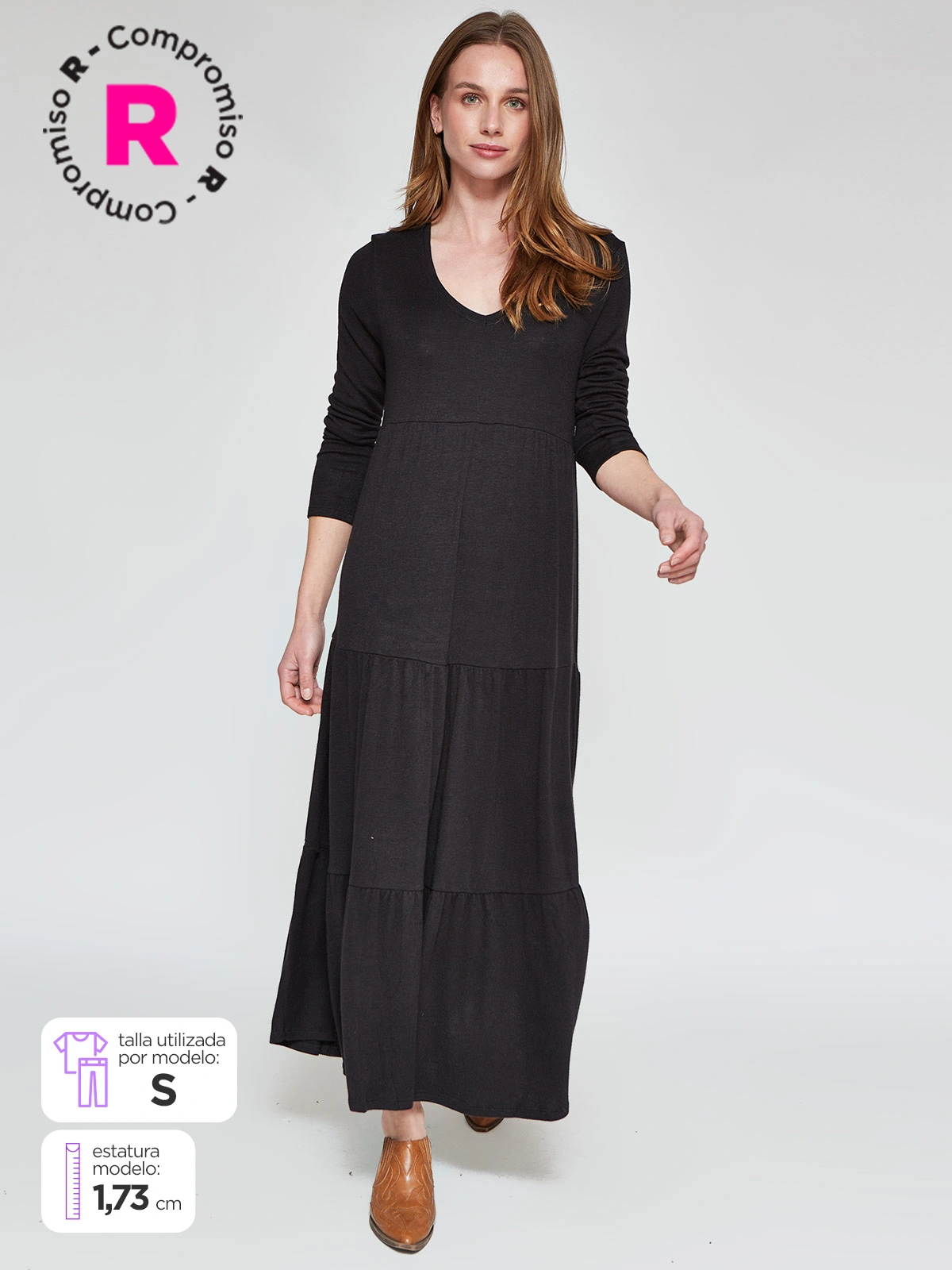 VESTIDO LARGO MUJER TATIENNE TEJIDO CAPAS