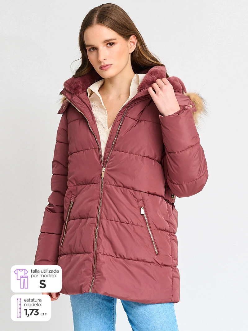 PARKA MUJER CACHAREL LARGA GORRO DESMONTABLE - 1