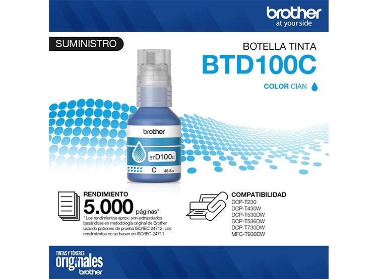TINTA PARA IMPRESORA BROTHER BTD100C CIAN - 6
