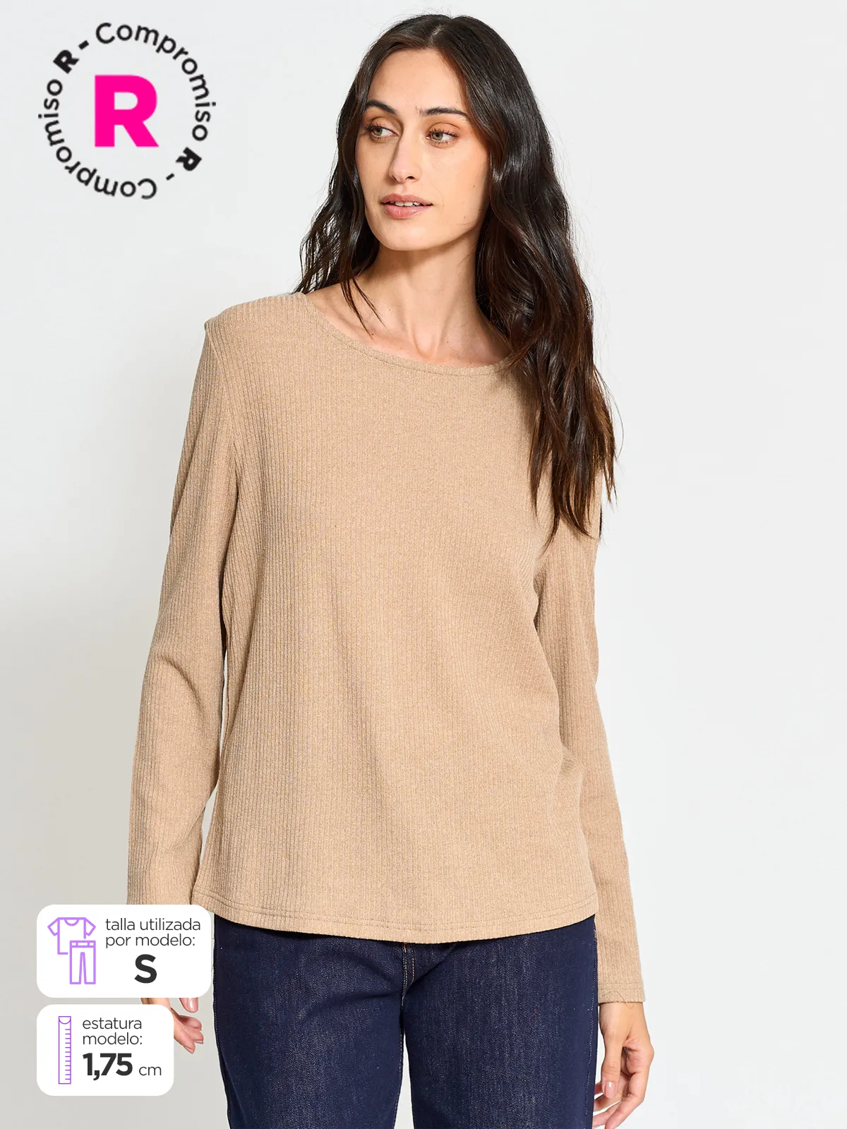 POLERA MANGA LARGA MUJER AZIZ BÁSICA - 1