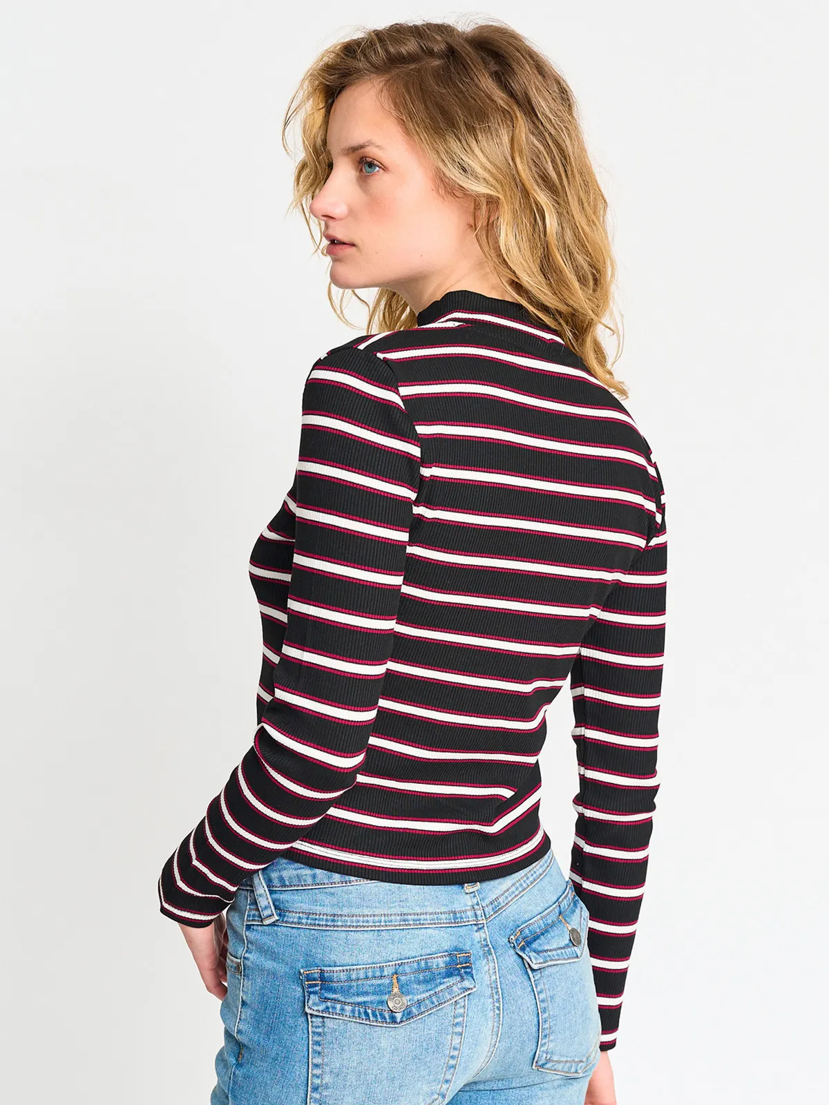 POLERA MANGA 3/4 MUJER PEPE JEANS CUELLO ALTO RAYADA - 2