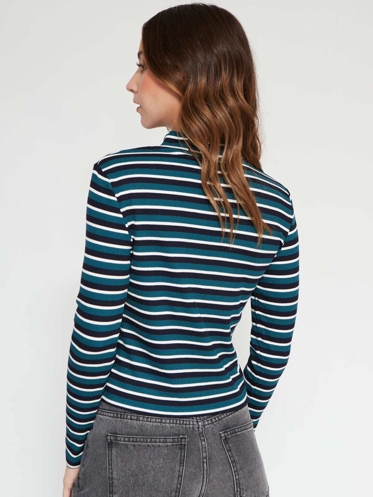 POLERA MANGA 3/4 MUJER PEPE JEANS CUELLO ALTO RAYADA - 2
