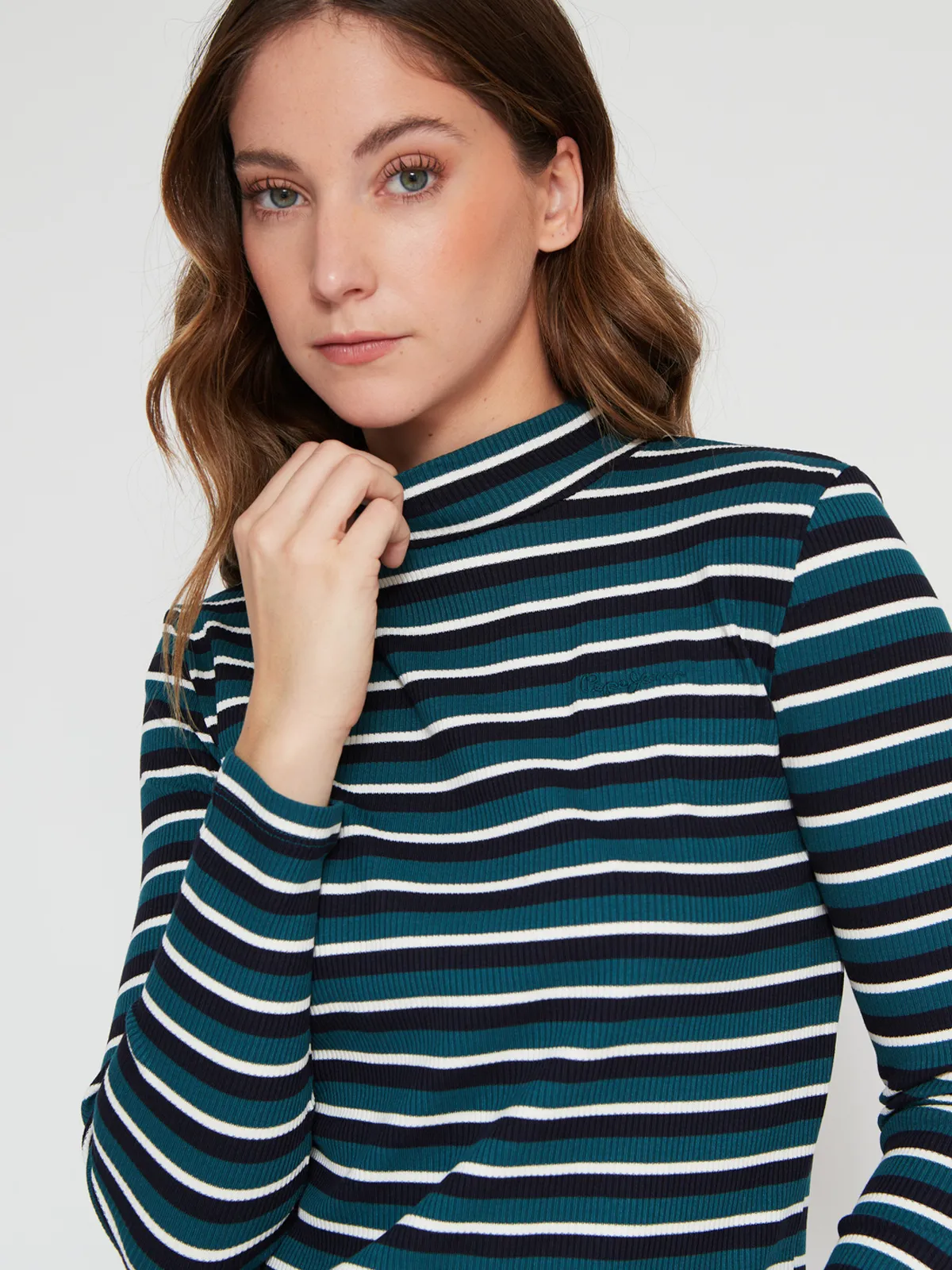 POLERA MANGA 3/4 MUJER PEPE JEANS CUELLO ALTO RAYADA - 3