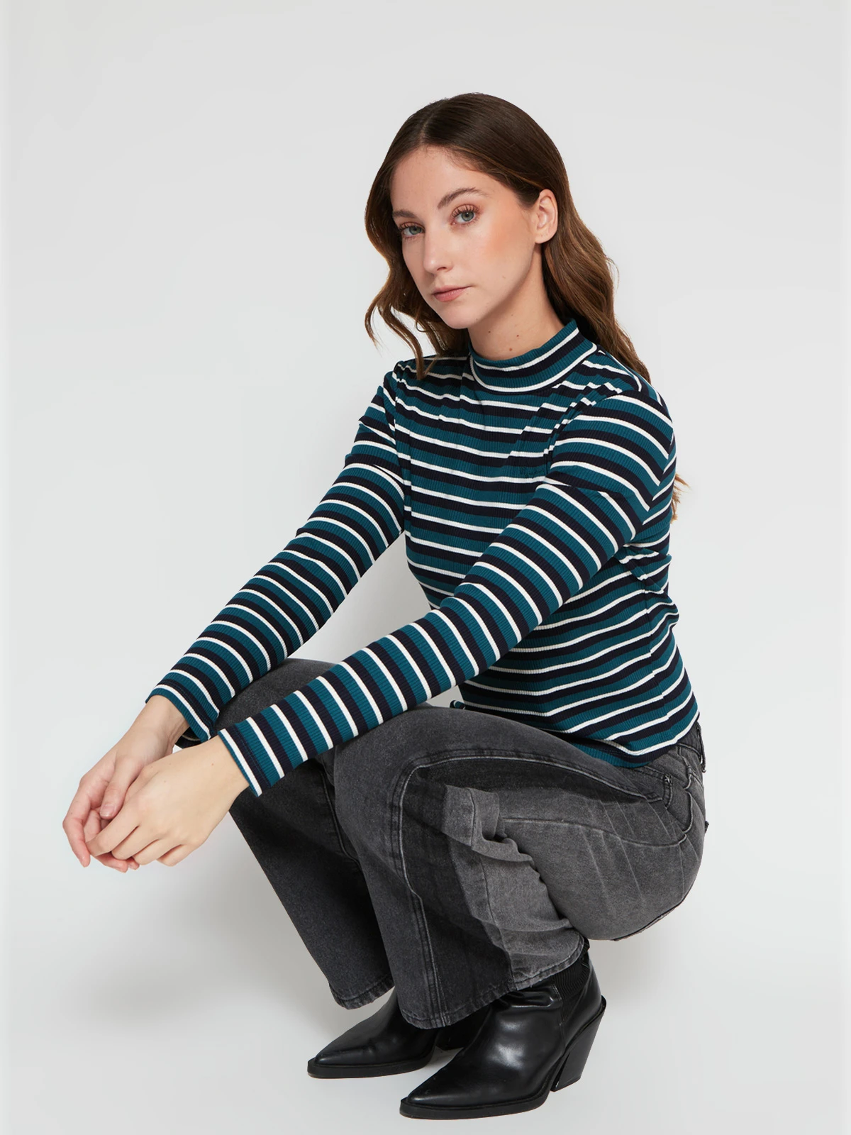 POLERA MANGA 3/4 MUJER PEPE JEANS CUELLO ALTO RAYADA - 4