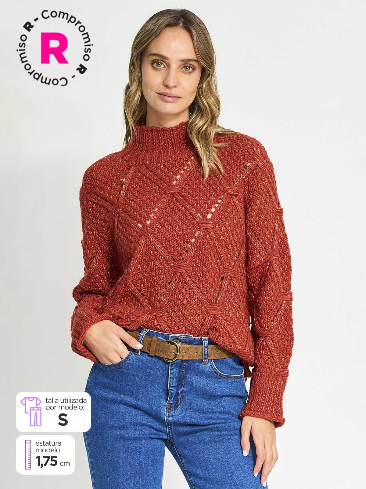 SWEATER MUJER TATIENNE ROMBOS PUNTO CRUZ - 1