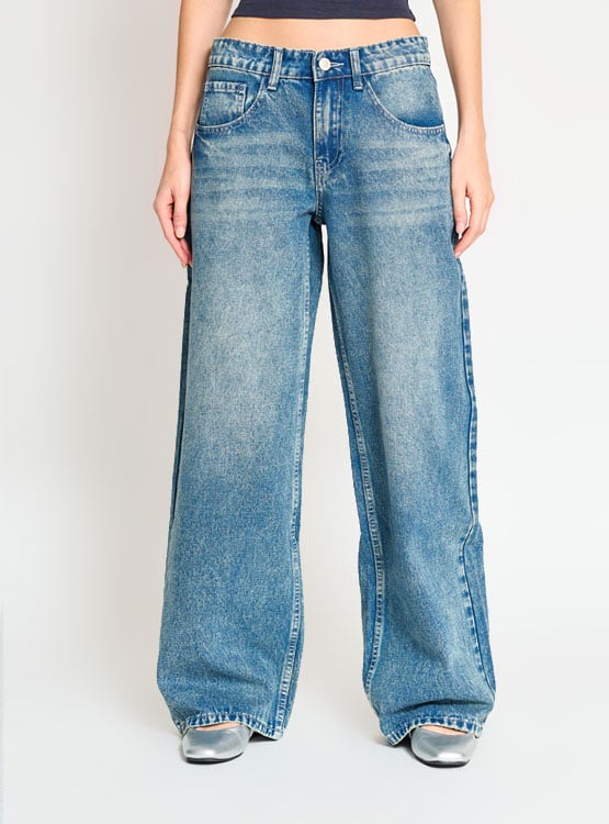 JEANS ALGODÓN WIDE LEG MUJER INDEX TIRO BAJO - 2