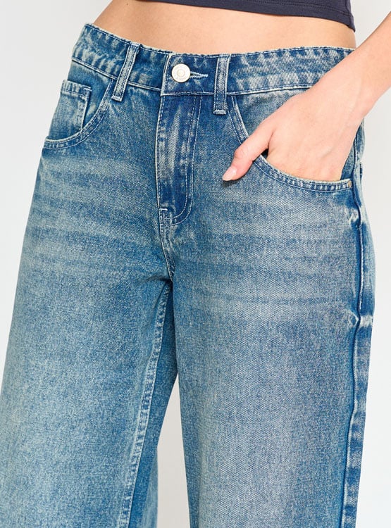 JEANS ALGODÓN WIDE LEG MUJER INDEX TIRO BAJO - 4