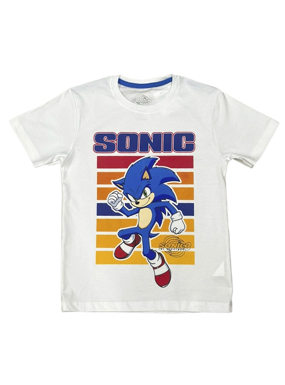 POLERA MANGA CORTA ALGODÓN NIÑO SONIC BLANCO - 1