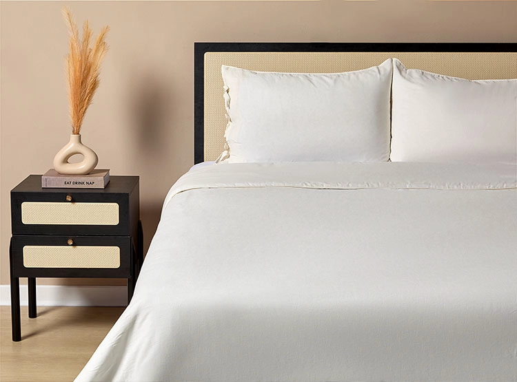 FUNDA DE PLUMÓN MAISON LINETT LINO 1.5PL GRIS BLANCO - 1