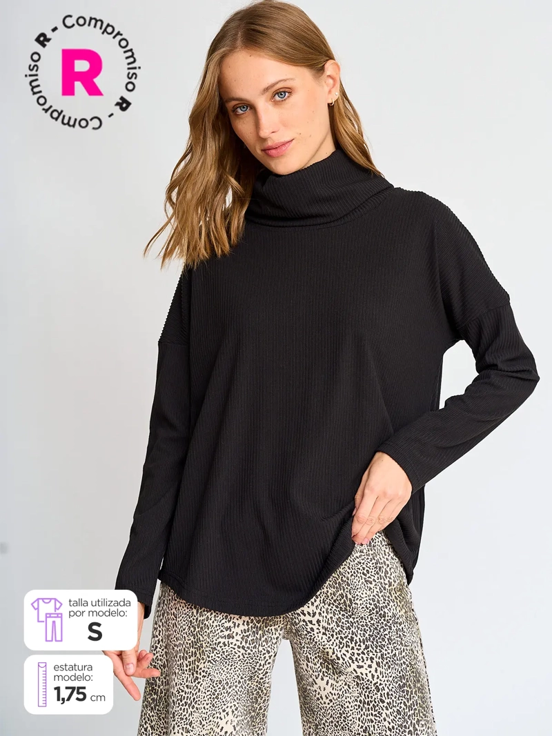 POLERA MANGA LARGA MUJER AZIZ CUELLO