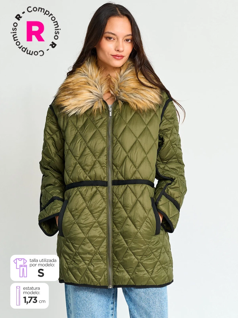 PARKA MUJER BARBADOS CAPUCHA PIEL - 1