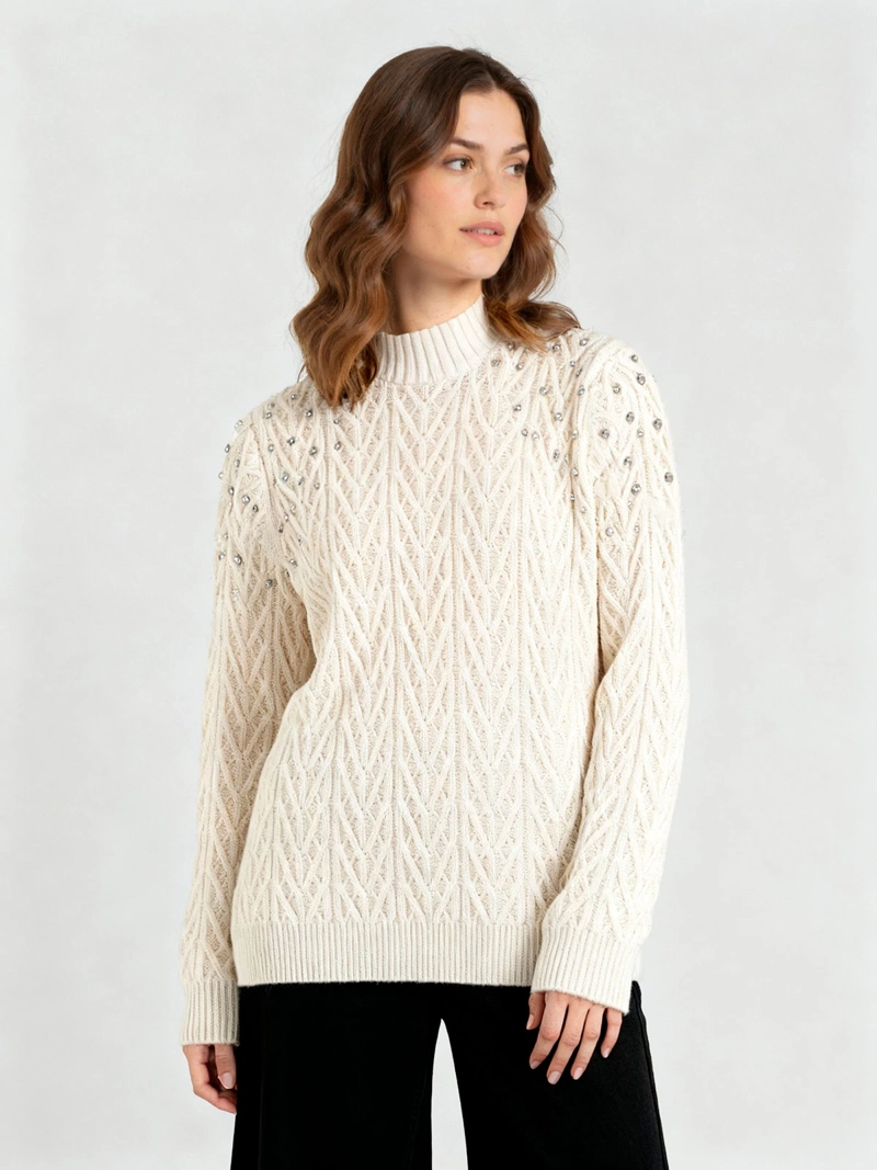 SWEATER MUJER BARBADOS CUELLO MOCK PIEDRERIA - 2