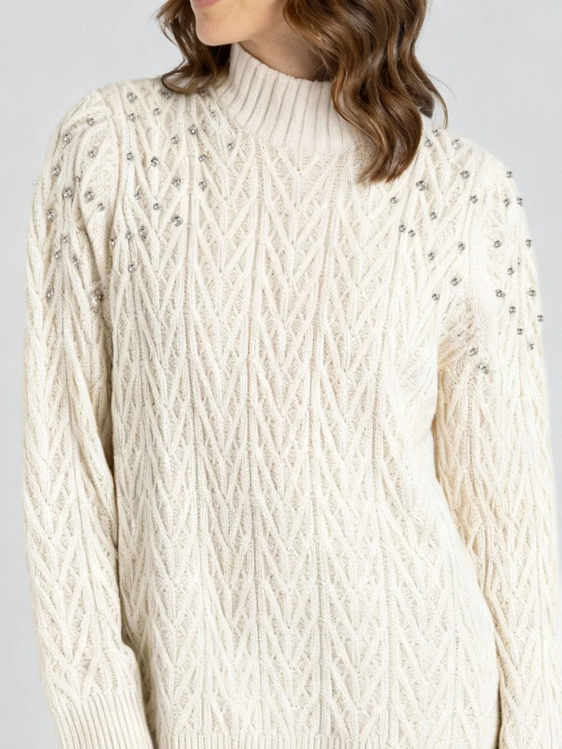 SWEATER MUJER BARBADOS CUELLO MOCK PIEDRERIA - 4