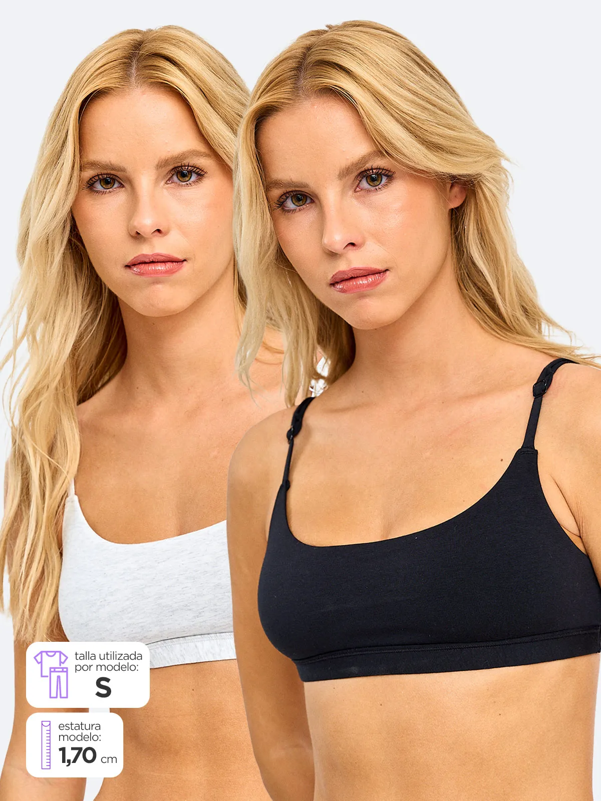 PACK 2 SOSTÉN BRALETTE ALGODÓN MUJER INDEX NEGRO STNP224-652 - 1