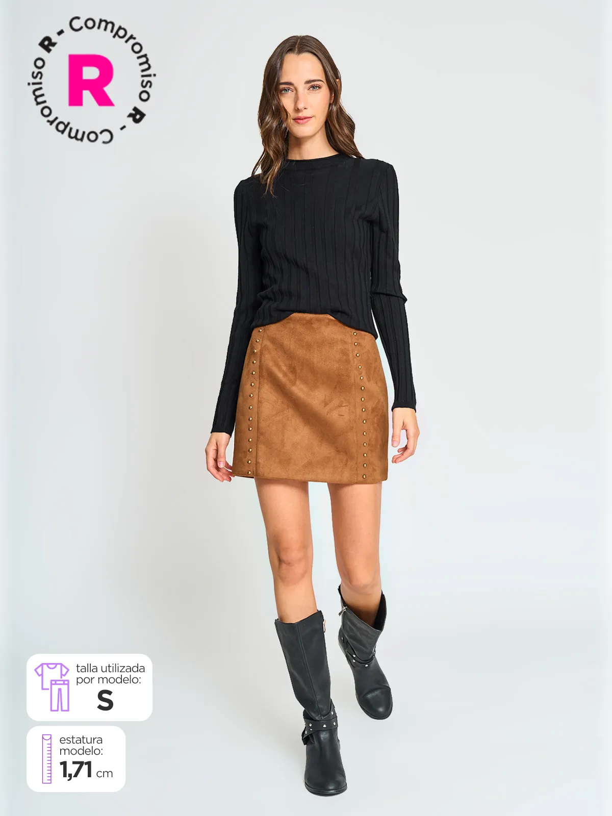 FALDA CORTA SUEDE MUJER BARBADOS TACHAS - 1