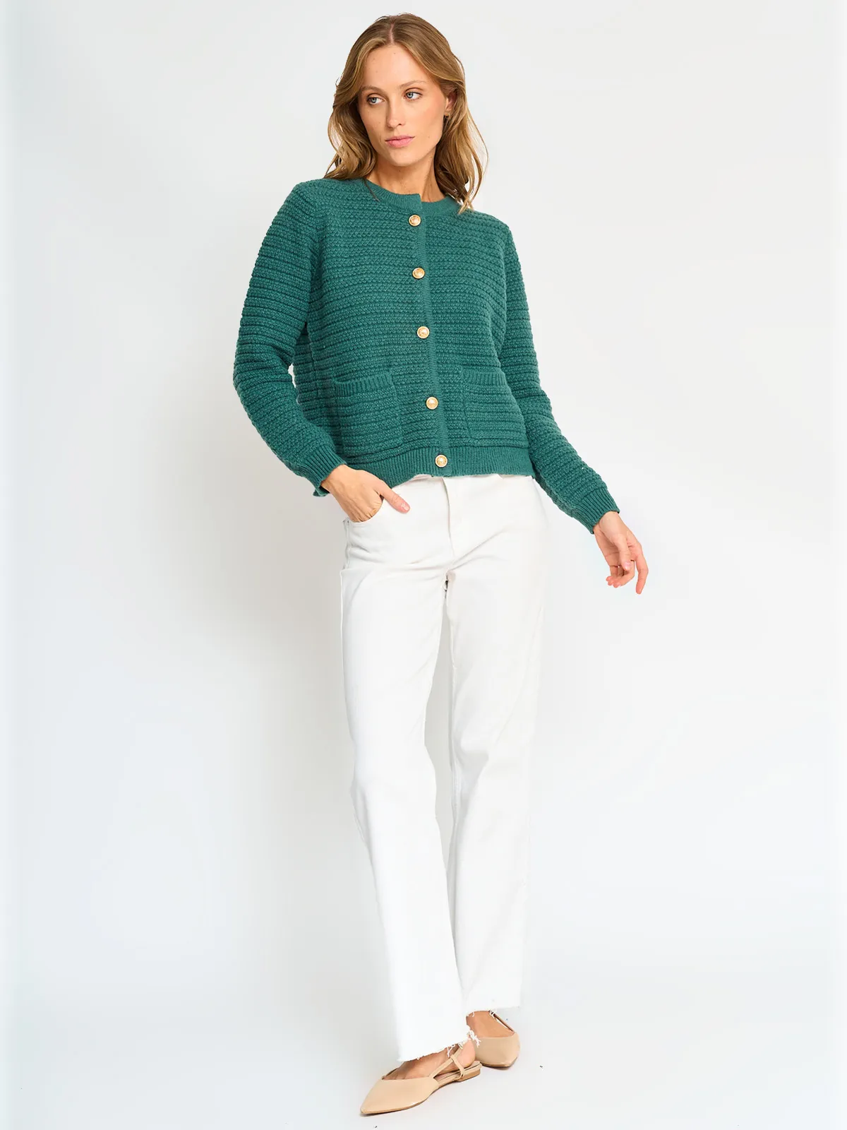 CARDIGAN MANGA LARGA MUJER REGATTA TURQUESA BOTONES - 4
