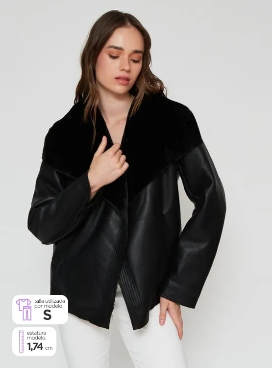 CHAQUETA MUJER CACHAREL ECOCUERO PIEL INTERIOR - 2