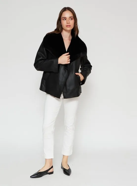 CHAQUETA MUJER CACHAREL ECOCUERO PIEL INTERIOR - 5