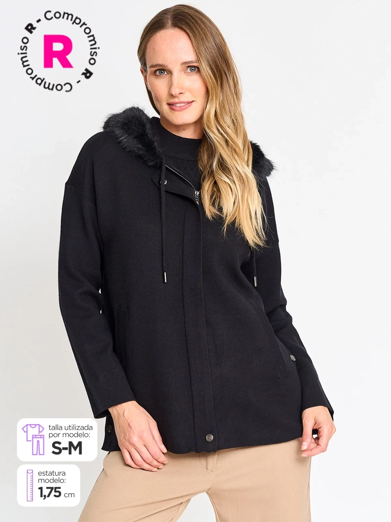 CARDIGAN MUJER CACHAREL GORRO PELOS - 1