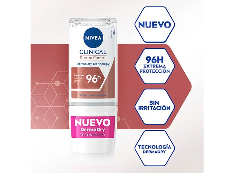 DESODORANTE ROLL ON MUJER NIVEA CLINICAL ANTITRANSPIRANTE 50 ML - 2