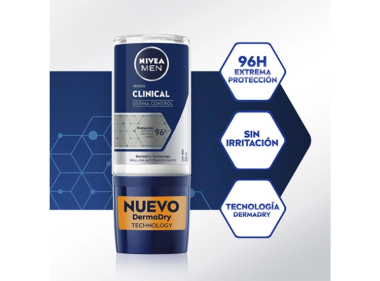 DESODORANTE ROLL ON HOMBRE NIVEA CLINICAL ANTITRANSPIRANTE 50 ML - 2