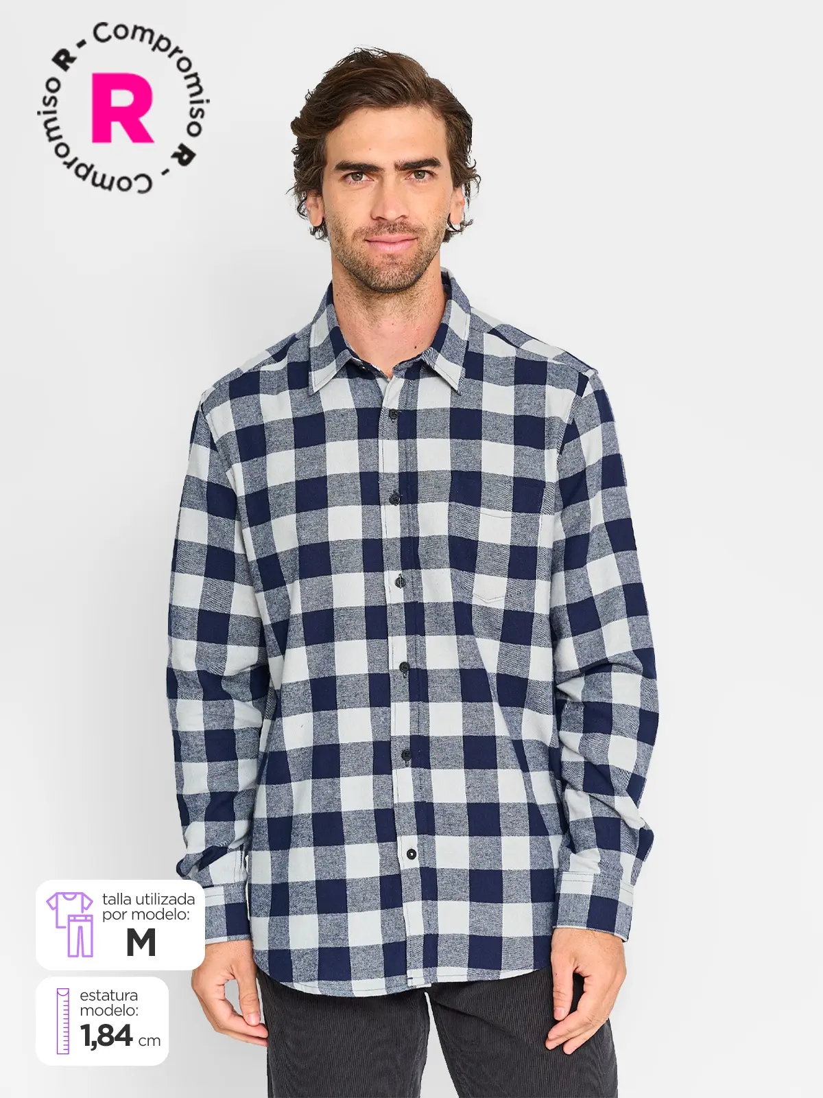 CAMISA MANGA LARGA ALGODÓN HOMBRE KENNETH STEVENS AZUL MARINO