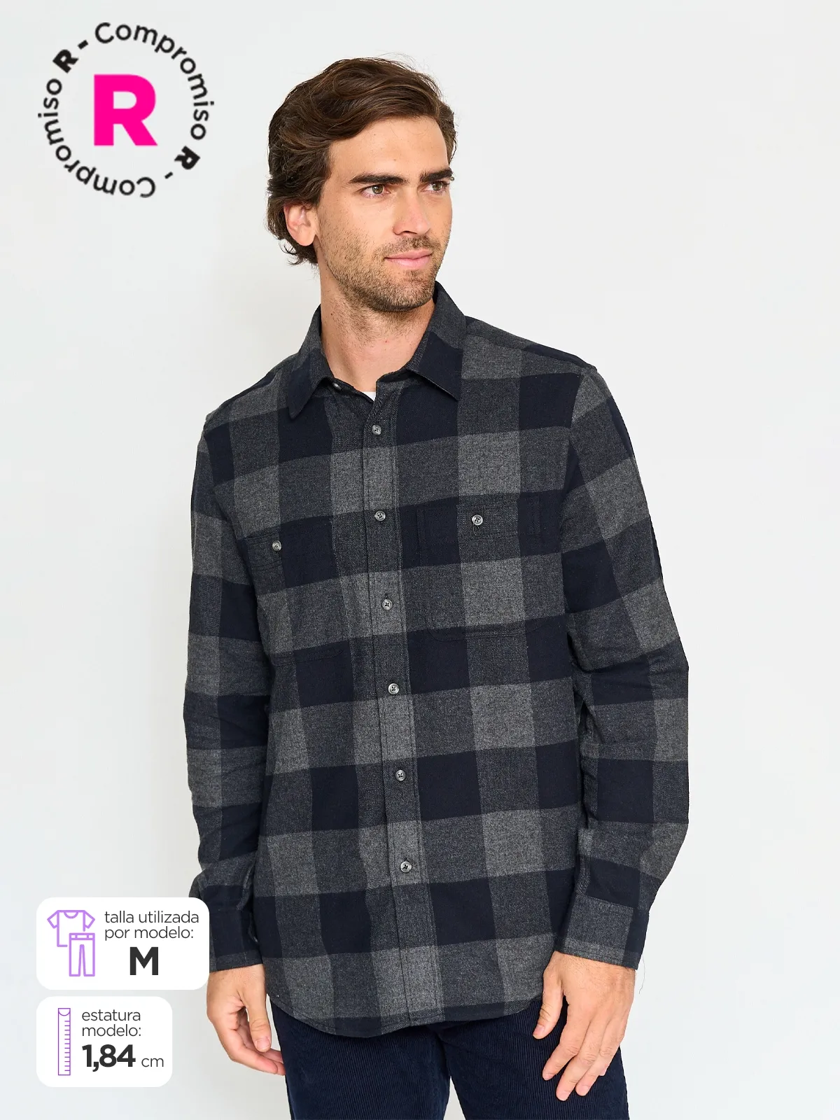 CAMISA MANGA LARGA ALGODÓN HOMBRE KENNETH STEVENS GRAFITO - 1