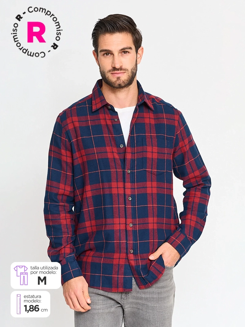 CAMISA MANGA LARGA ALGODÓN HOMBRE KENNETH STEVENS ROJO - 1