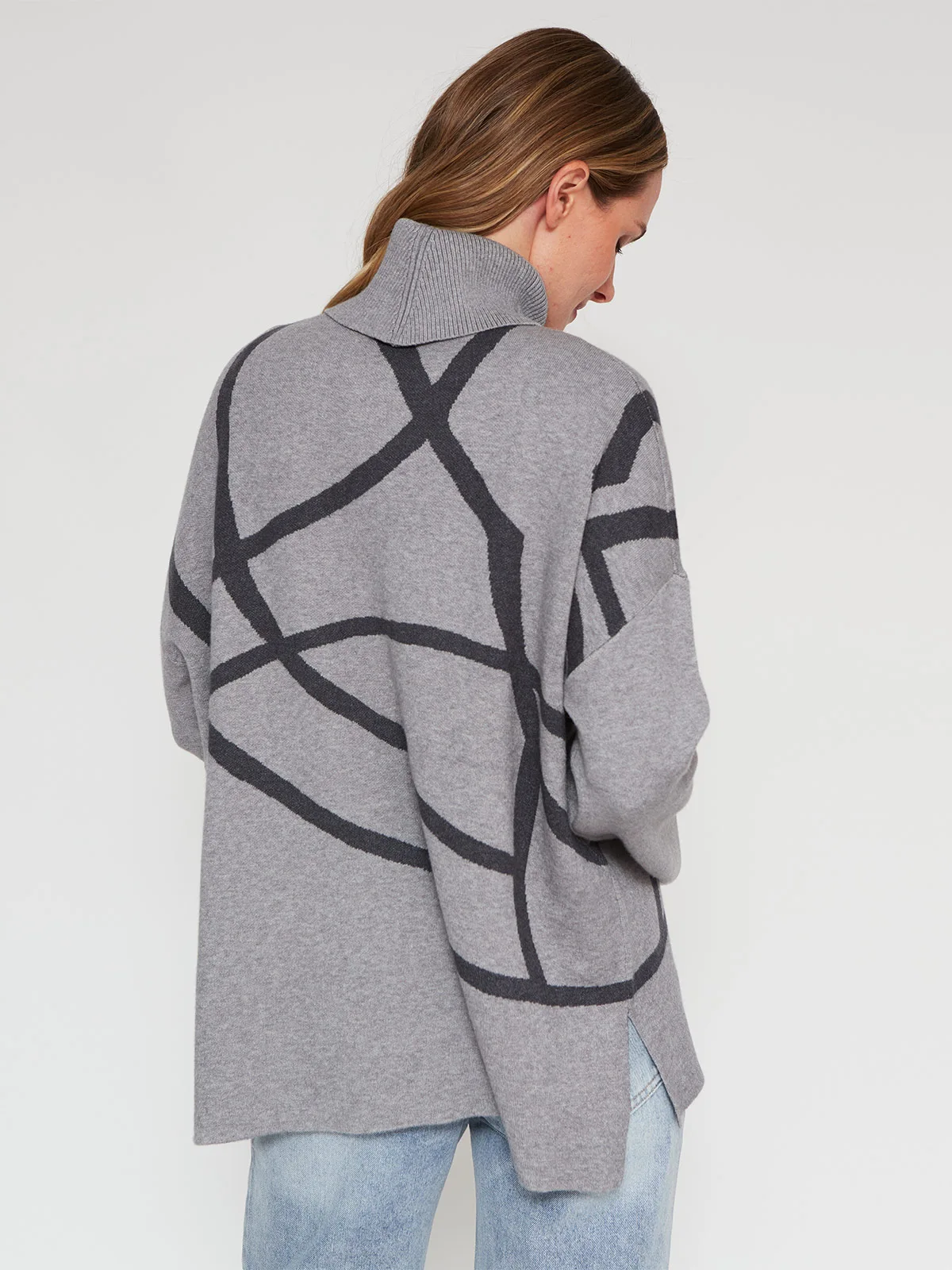 SWEATER MANGA LARGA MUJER CACHAREL GRIS CUELLO BEATLE - 2