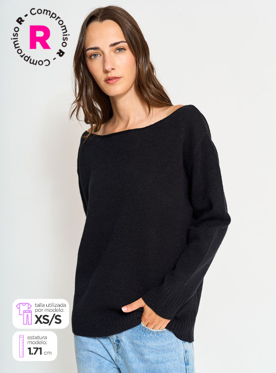 SWEATER MUJER INDEX ESCOTE ASIMÉTRICO - 1