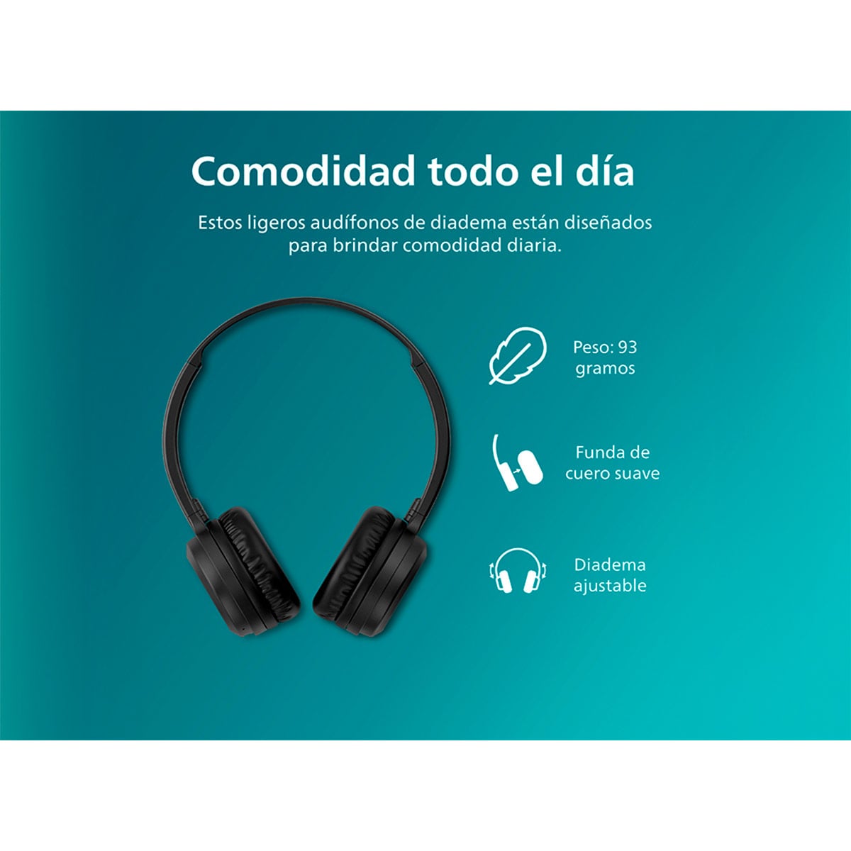 AUDÍFONOS PHILIPS ON EAR TAH1108 NEGRO BLUETOOTH - 8
