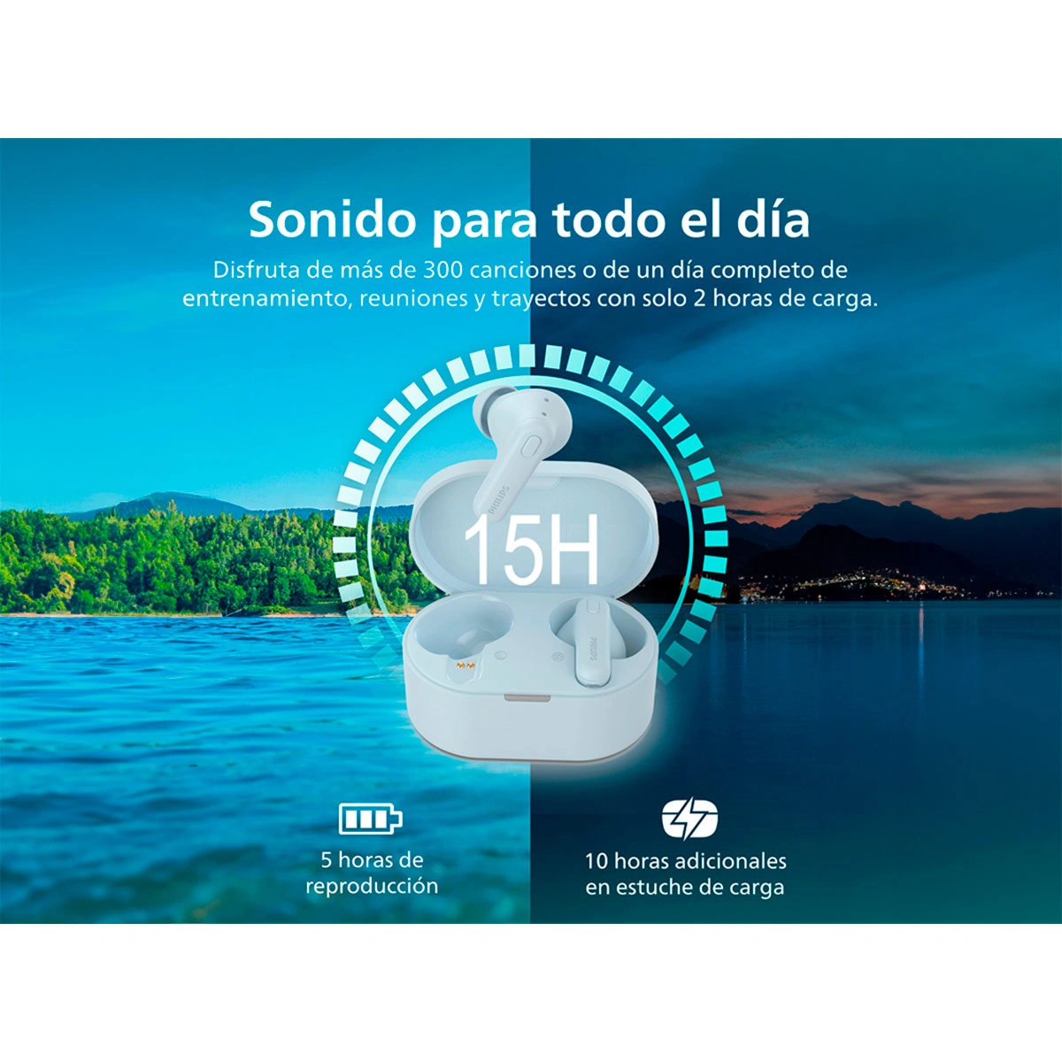 AUDÍFONOS PHILIPS TRUE WIRELESS TAT1108 AZUL BLUETOOTH - 7