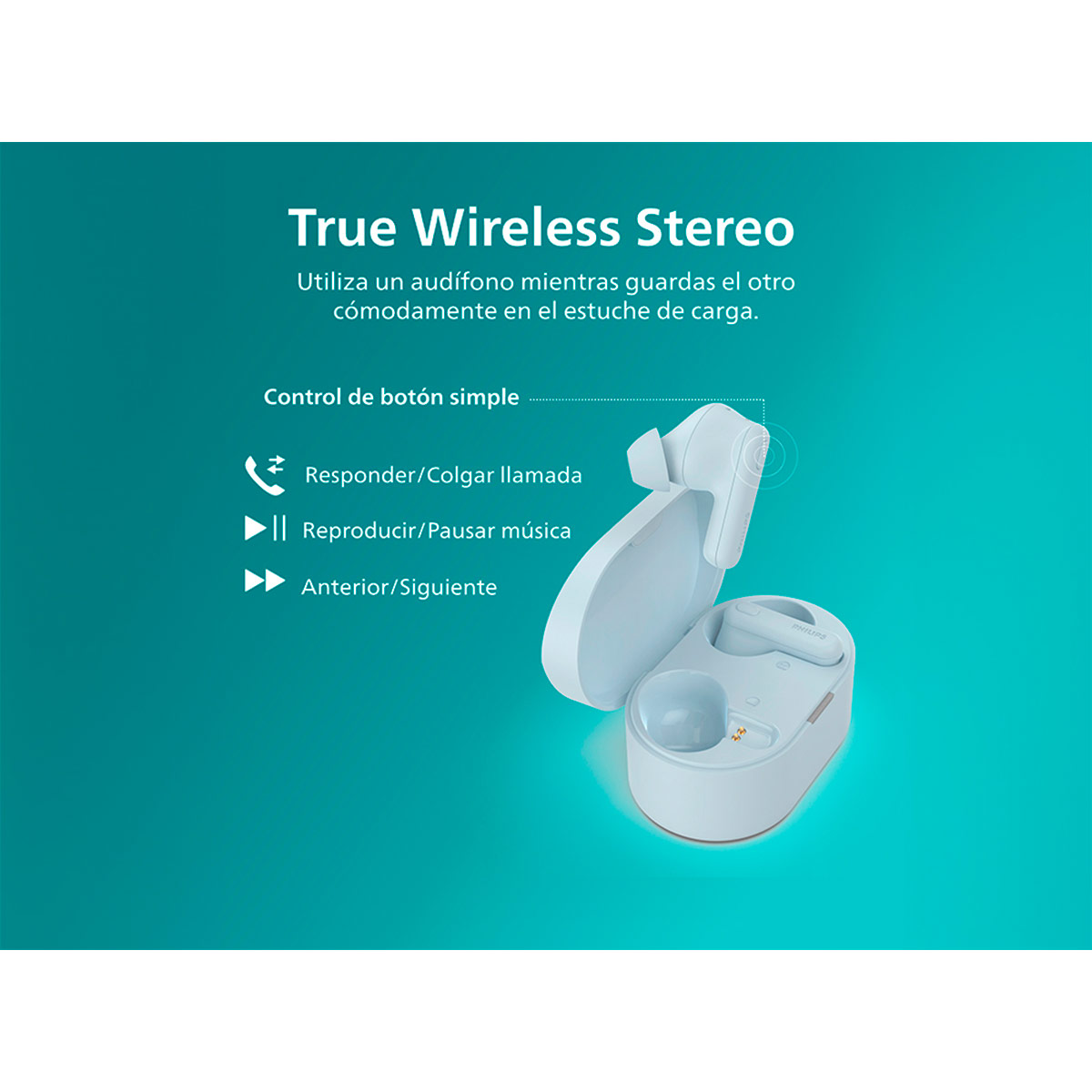AUDÍFONOS PHILIPS TRUE WIRELESS TAT1108 AZUL BLUETOOTH - 10