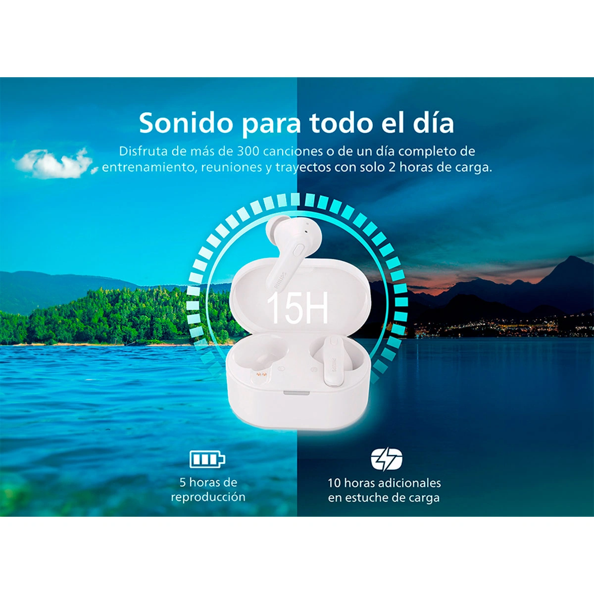 AUDÍFONOS PHILIPS TRUE WIRELESS TAT1108 BLANCO BLUETOOTH - 7