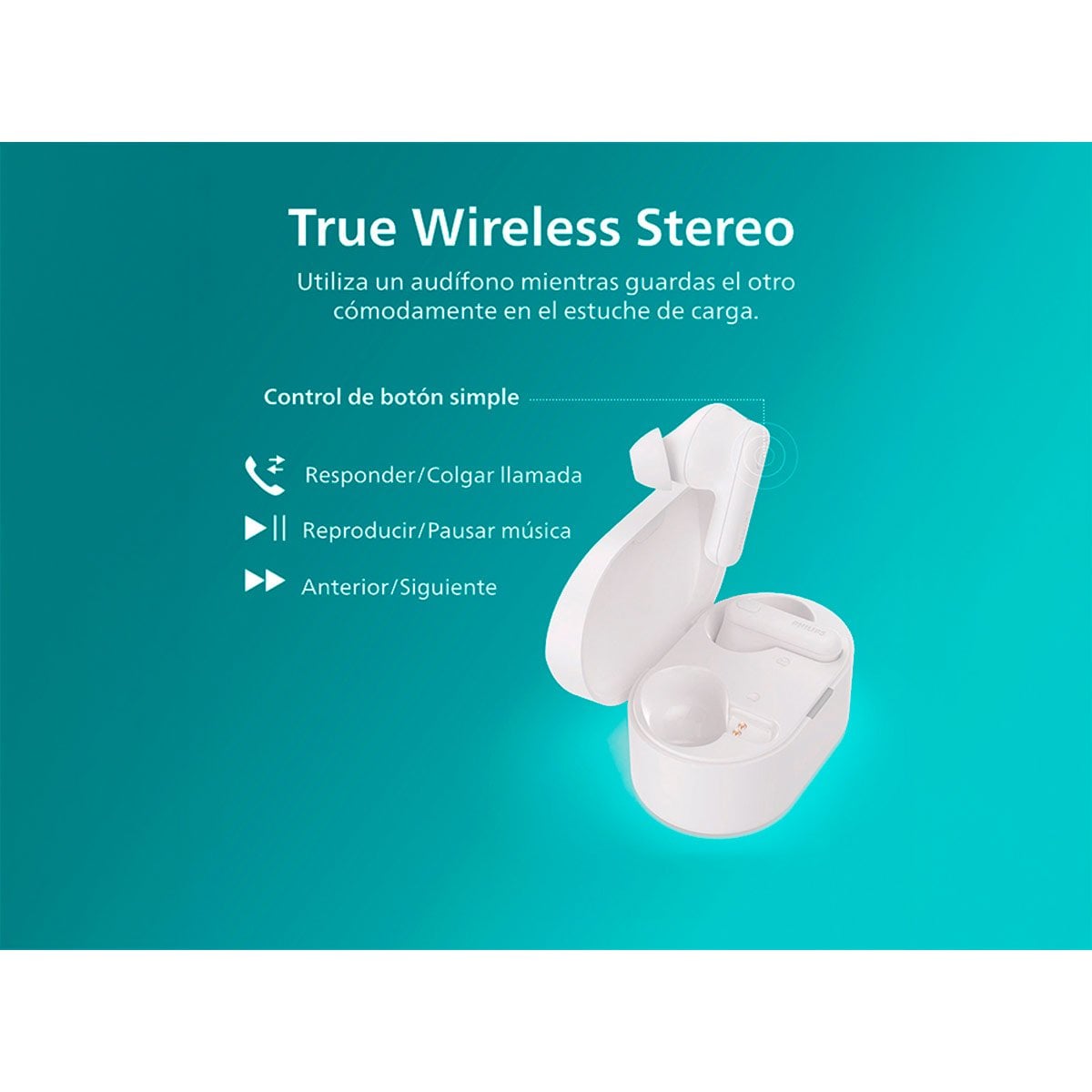 AUDÍFONOS PHILIPS TRUE WIRELESS TAT1108 BLANCO BLUETOOTH - 10