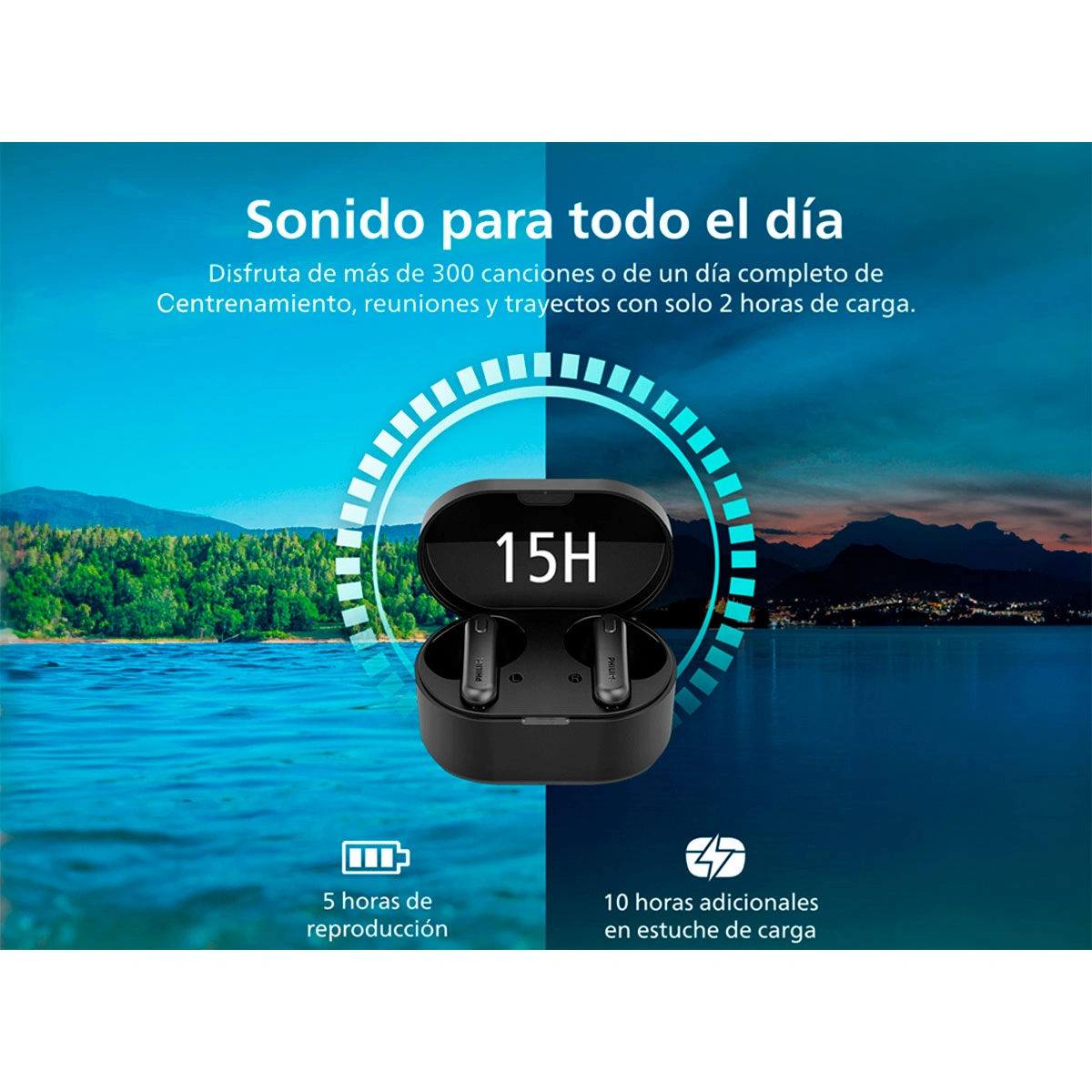 AUDÍFONOS PHILIPS TRUE WIRELESS TAT1108 NEGRO BLUETOOTH - 5