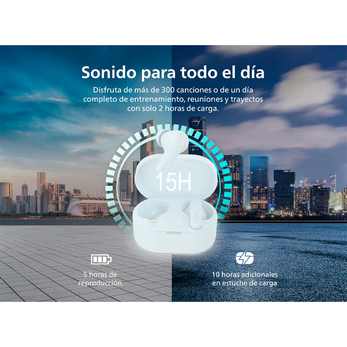 AUDÍFONOS PHILIPS TRUE WIRELESS TAT1138 BLANCO BLUETOOTH - 7