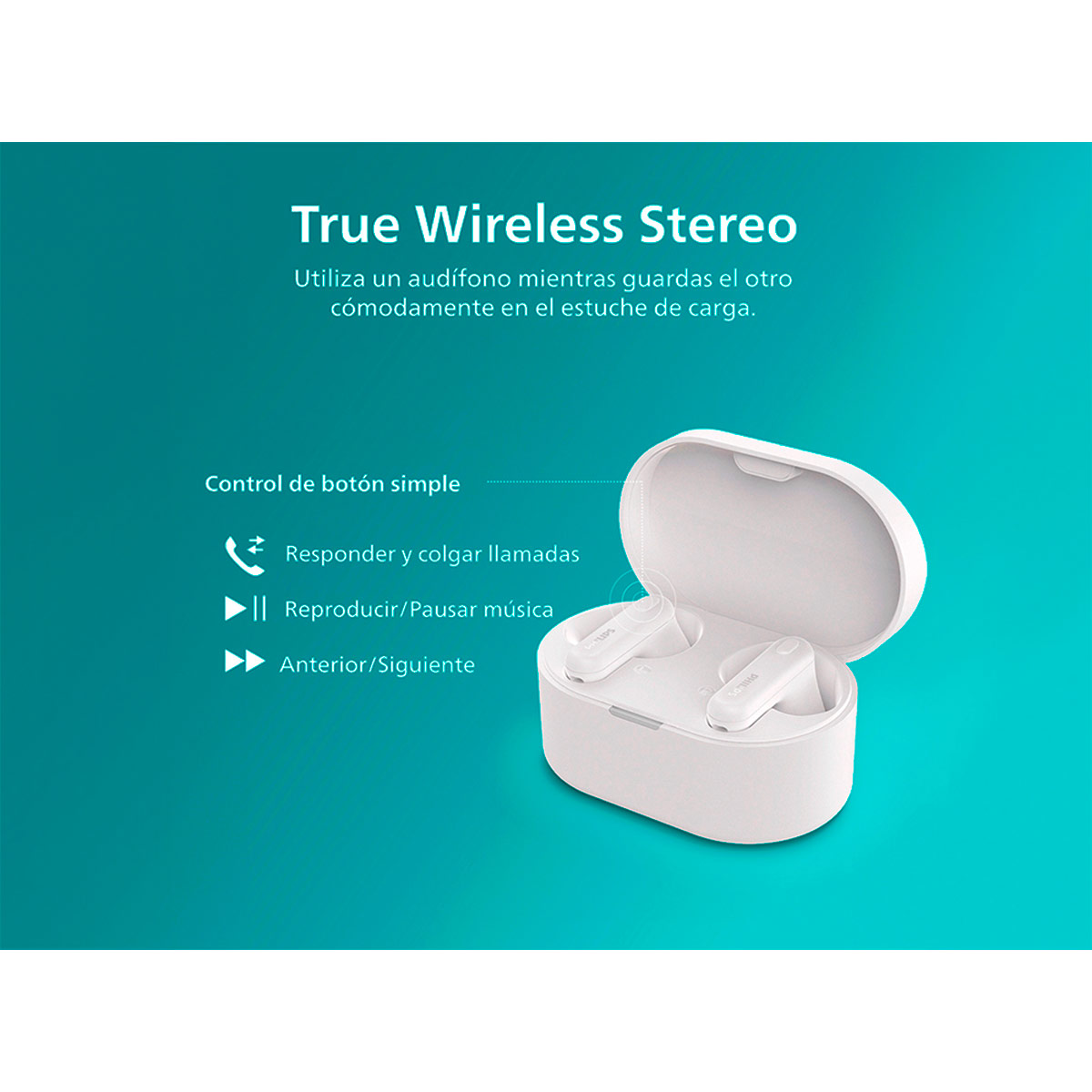 AUDÍFONOS PHILIPS TRUE WIRELESS TAT1138 BLANCO BLUETOOTH - 10