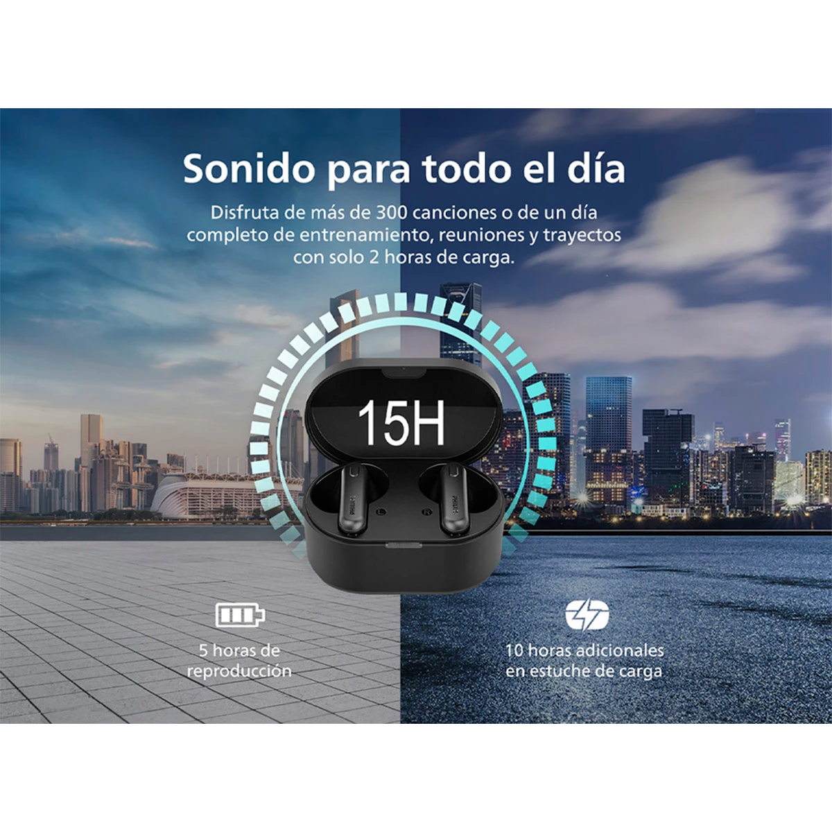 AUDÍFONOS PHILIPS TRUE WIRELESS TAT1138 NEGRO BLUETOOTH - 7