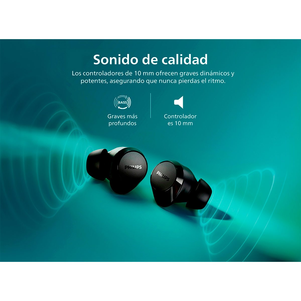 AUDÍFONOS PHILIPS TRUE WIRELESS TAT1209 NEGRO BLUETOOTH - 4