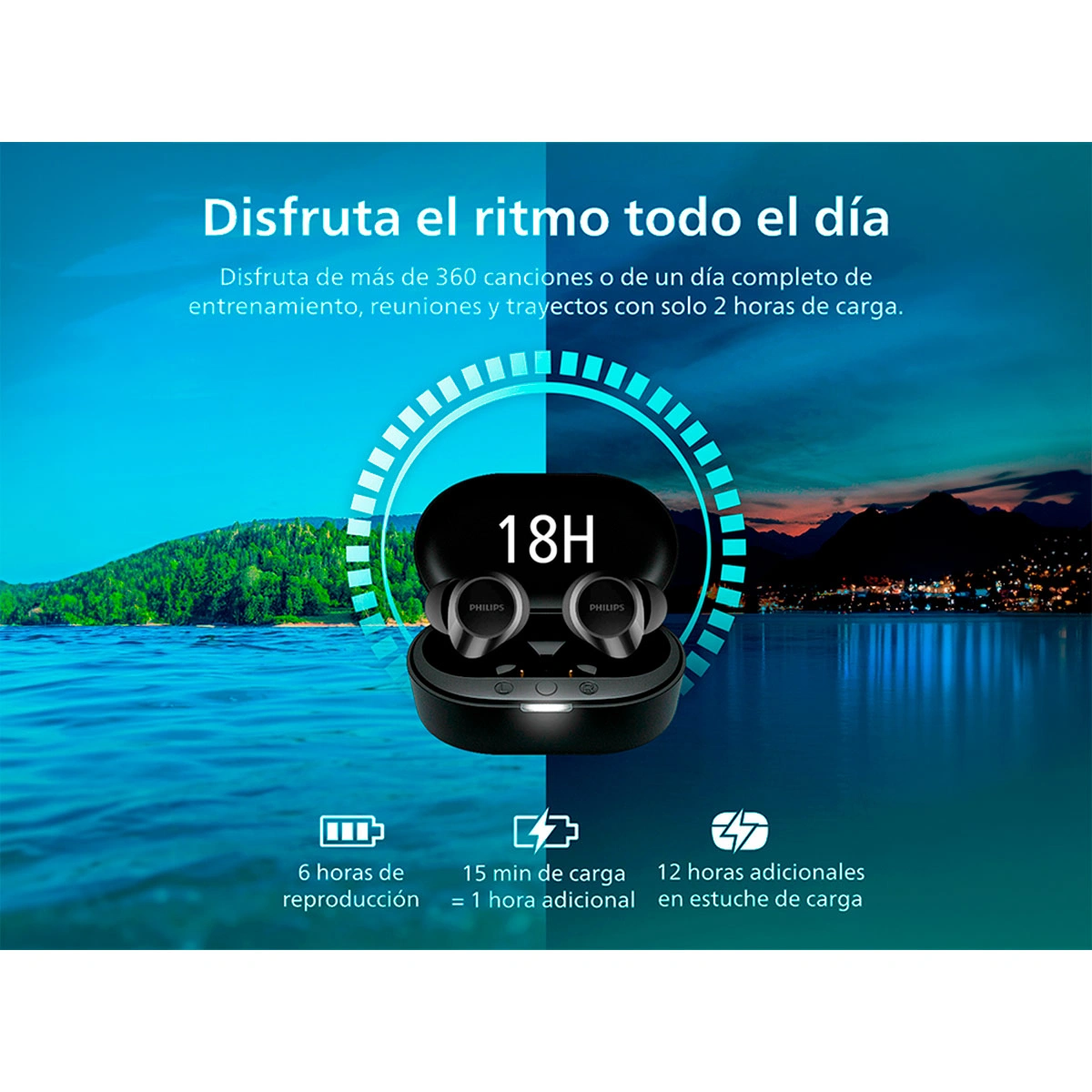 AUDÍFONOS PHILIPS TRUE WIRELESS TAT1209 NEGRO BLUETOOTH - 6
