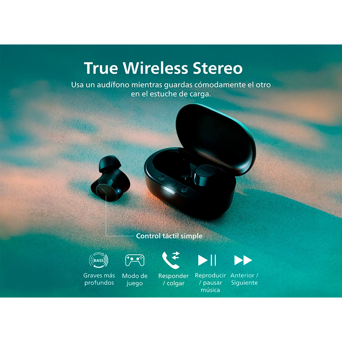AUDÍFONOS PHILIPS TRUE WIRELESS TAT1209 NEGRO BLUETOOTH - 9