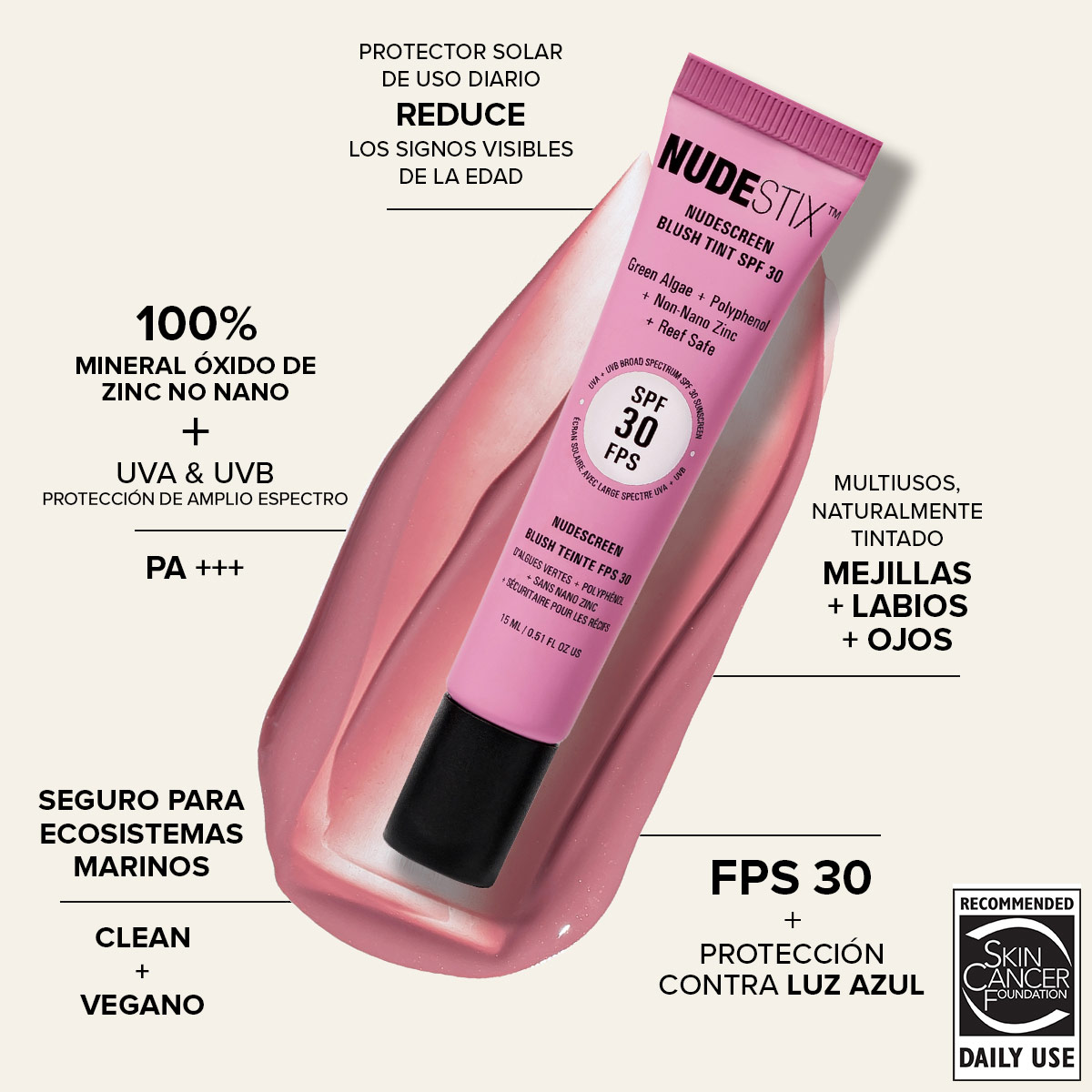 RUBOR NUDESTIX NUDESCREEN BLUSH TINT SPF 30 15 ML - 4